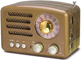 Retroradio | Bluetooth | Draagbaar | Oplaadbaar | USB | AUX | Goud