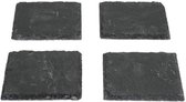 Onderzetter Leisteen - Set van 4 - Grijs - 10x10 cm - Onderzetters voor glazen en bekers - Trend - Vierkant