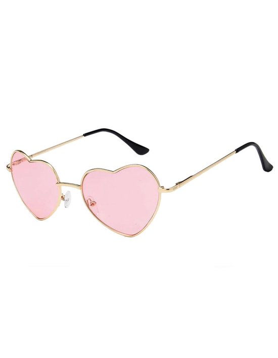 KIMU hartjes zonnebril glazen goud - hippie bril vintage