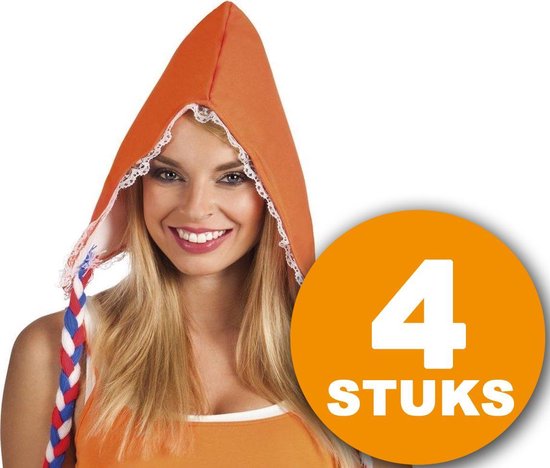 Oranje Feestkleding | 4 stuks Boerinnenkapje | Feestkleding EK/WK Voetbal