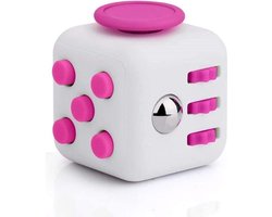 foto van Kwalitatieve Fidget Cube / FriemelKubus | Anti Stress Speelgoed | Fidget Toy - Wit-Roze - AWR