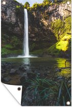 Muurdecoratie Bridal Veil waterval Nieuw Zeeland - 120x180 cm - Tuinposter - Tuindoek - Buitenposter