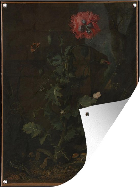 Tuin decoratie Stilleven met papaver - Otto Marseus van Schrieck - 30x40 cm - Tuindoek - Buitenposter