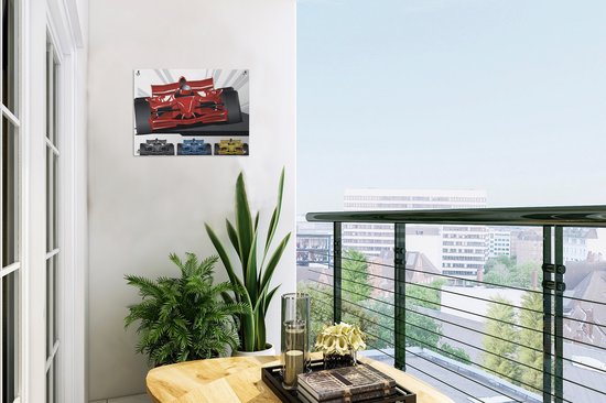 Quatre illustrations de voitures de course en différentes couleurs affiche de jardin 40x30 cm - petit - Toile de jardin / Toile d'extérieur / Peintures pour l'extérieur (décoration de jardin)