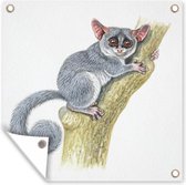Muurdecoratie buiten Illustratie van een grijs spookdiertje - 120x160 cm - Tuindoek - Buitenposter