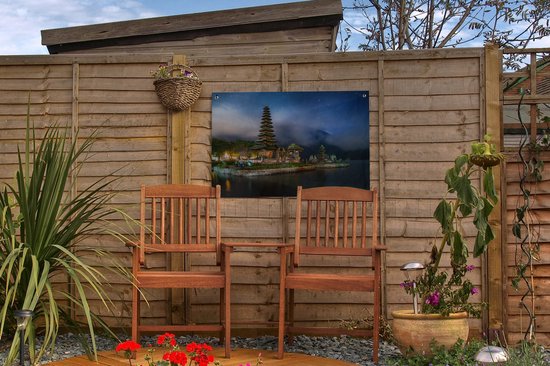 Affiche de jardin - Le temple Pura Ulun Danu Bratan à Bali la nuit - 60x40 cm