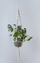 Macramé plantenhanger - Naturel - Gebroken Wit - sfeervol - kwalitatief - handgemaakt in NL - gerecycled Oeko-tex katoen