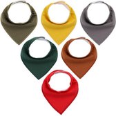 JillyBee - Slab - Slabbetje - Slabber - Bandana - 6pack - Okergeel - Rood - Multicolor