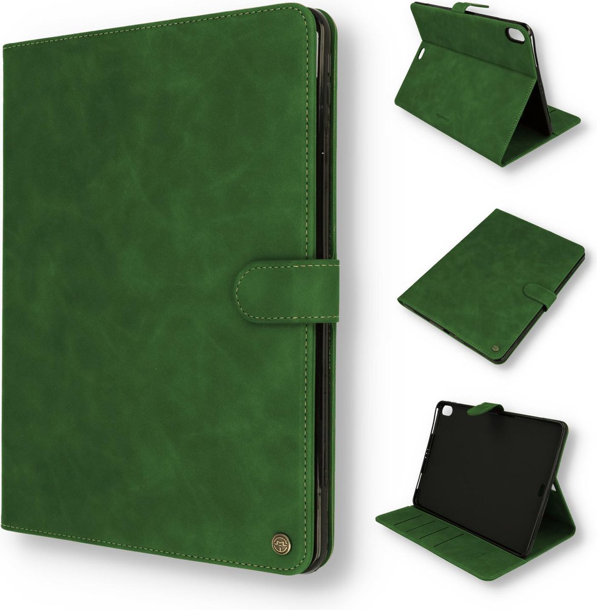 Casemania Hoes Geschikt voor Samsung Galaxy Tab S7 FE & Tab S7 Plus 12.4 inch (2021) Olive Green - Book Case met Magneetsluiting