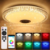 Softlite LED Plafondlamp Google Home -  Alexa besturing  - Ø 40cm - Smart App besturing - Afstandbediening - 36W - Led Lamp  - RGB - Smart Lamp - Dimbare Plafonnière -  Kristal - S