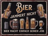 Clayre & Eef Tekstbord 33*25 cm Zwart Ijzer Bier Wandbord Quote Bord Spreuk