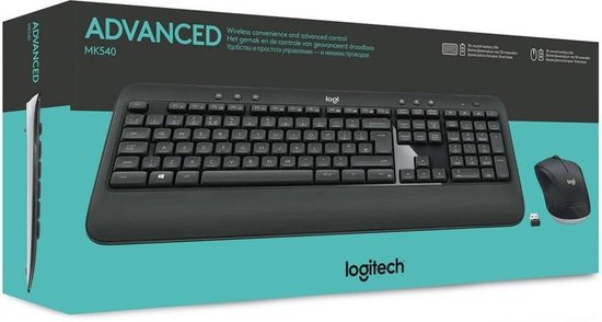 Logitech MK540 Advanced clavier Souris incluse RF sans fil QWERTY US International Noir, Blanc