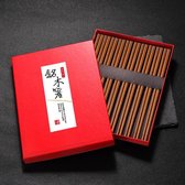 TDR - TDR -Chinois 10 ensembles baguettes Baguettes -Mahogany avec boîte cadeau-gravure laser "Fu" sur le dessus