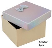 Dielay - Giftbox voor Horloges - Sieradendoosje - Set van 6 Stuks - 9x9x6 cm - Zilverkleurig