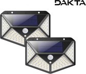 Dakta® Solar Tuinverlichting | Wandlamp Buiten | Zonne-Energie LED Lamp | PIR Bewegingssensor | 100 LED | 2 Stuks