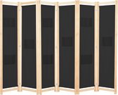 Kamerscherm - Zwart - 6 Panelen - Privacy - Stof - hout - Kamer - Stevig - Slaapkamer - Scherm - Nieuwste Collectie