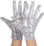 Boland - Paar Handschoenen pols Sequins Zilver - Volwassenen - Unisex - Goochelaar