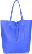 Leren Shopper Kobaltblauw - Made in Italy