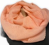 Geribbelde Dunne Dames Loop Sjaal - Col Sjaal - Lus Sjaal - Ronde Sjaal - Perzik Kleur - 100 x 38 cm (370)