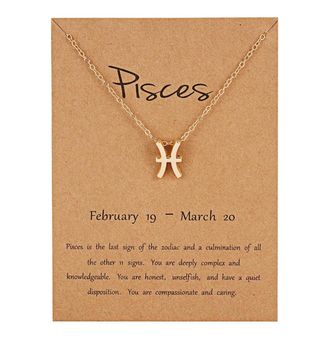 Cabantis Horoscoop-Ketting|Horoscoop|Ketting Dames|Ketting Heren| Goudkleurig|Pisces|Vissen
