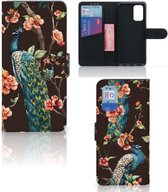Telefoonhoesje Samsung Galaxy A32 4G | A32 5G Enterprise Editie Flipcase Cover Pauw met Bloemen