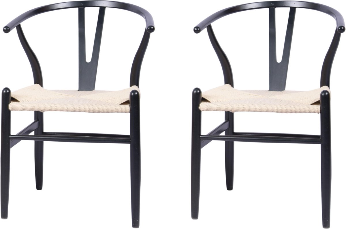 MOWELLI - 2 stoelen 'Y chair' Style - Zwart Hout - Mowelli