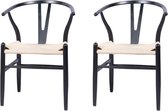 MOWELLI - 2 stoelen 'Y chair' Style - Zwart Hout