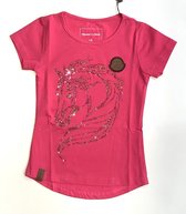 S&C t-shirt met paard - multicolor strass - roze - maat 134 (10)