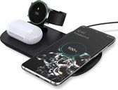DrPhone DFC4 3 in 1 Draadloze oplader - Qi Wireless laadstation 10W voor o.a Samsung Galaxy Watch Active 2, Buds, AirPods Pro / 2 & met Qi-compatibele Smartphones