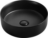 Huckle Ronde Keramische Wastafel - Boven Aanrecht - Badkamer & Toilet - Mat Zwart