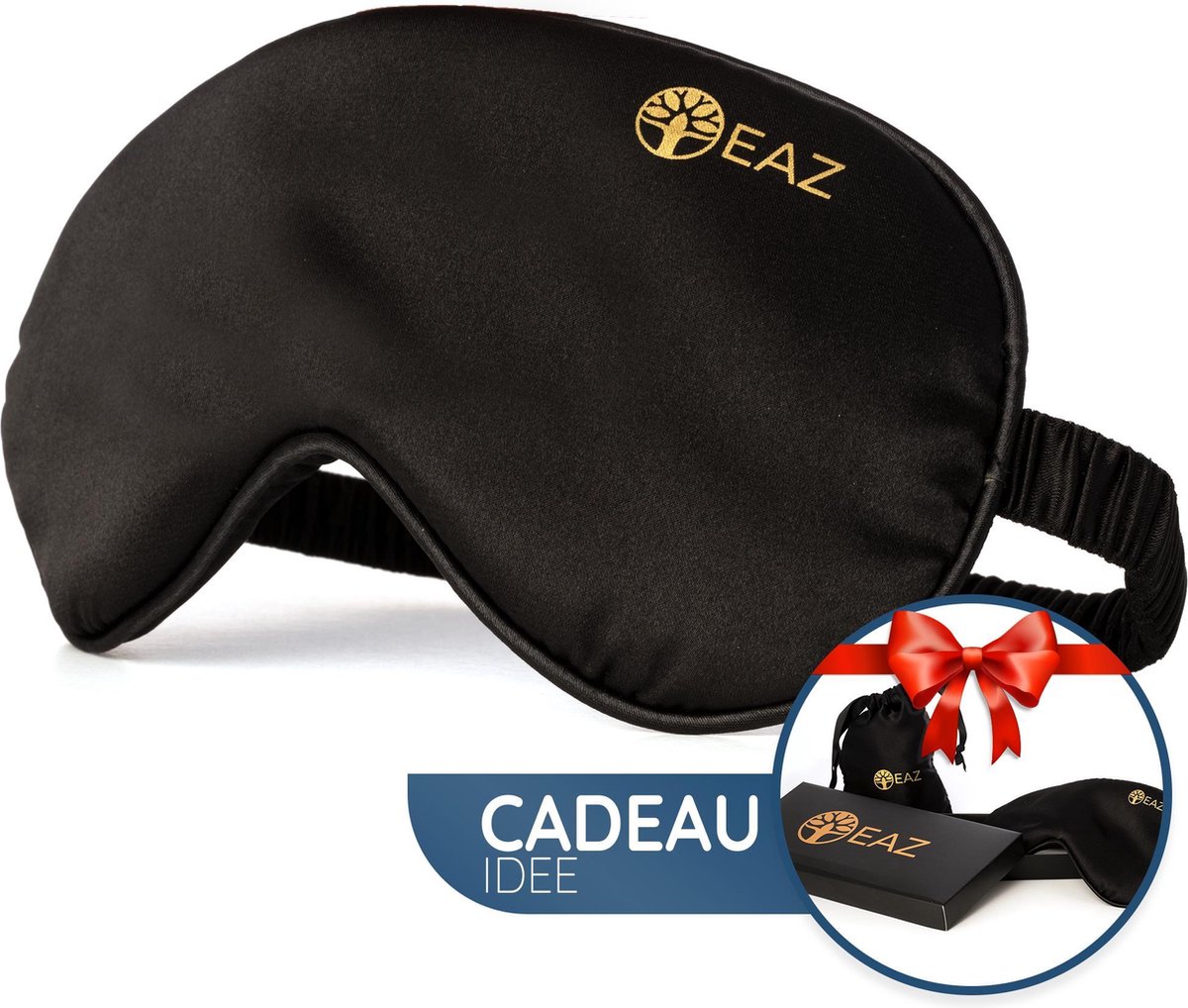 Bol.com EAZ Slaapmasker Satijn - Oogmasker Slaap - Slaapmasker Vrouwen en Mannen - Zijdezacht - Reismasker - Sleep Mask - Met Op... aanbieding