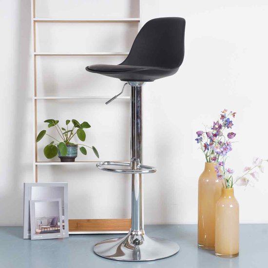 Tabouret de bar Essence Fuerta - Assise noire - Base chromée - Ajustable