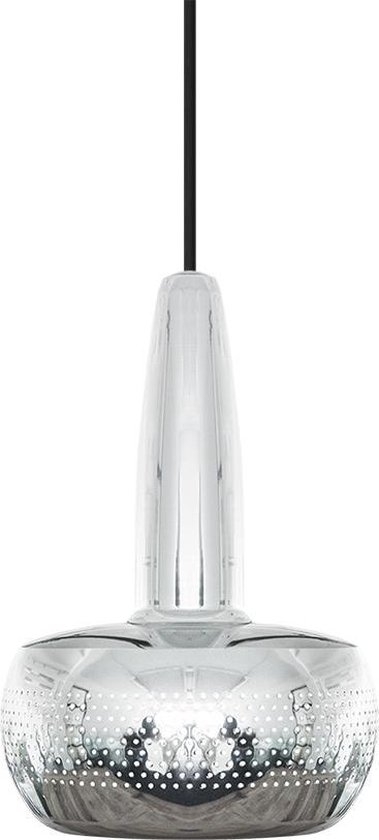 Umage Clava hanglamp polished steel - met koordset zwart - Ø 21,5 cm