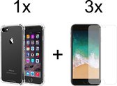 iParadise iPhone 8 plus hoesje shock proof case - 3x iPhone 8 plus screenprotector