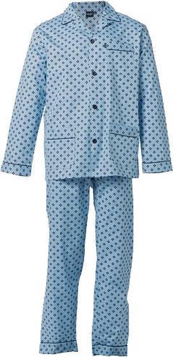Gentlemen heren pyjama doorknoop MAAT 54 Dubbel ruit blue Poplin 100% katoen