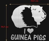 GoedeDoelen.Shop | Autosticker I Love Guinea Pigs | Sticker voor Auto, Laptop , Muur, Koelkast | Cavia | Cavia Liefde | I Love Cavias | Guinea Pig