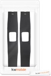 Twee zwarte TPU-bandjes voor Garmin Vivofit 4, verpakt in plastic, met opening voor de tracker.