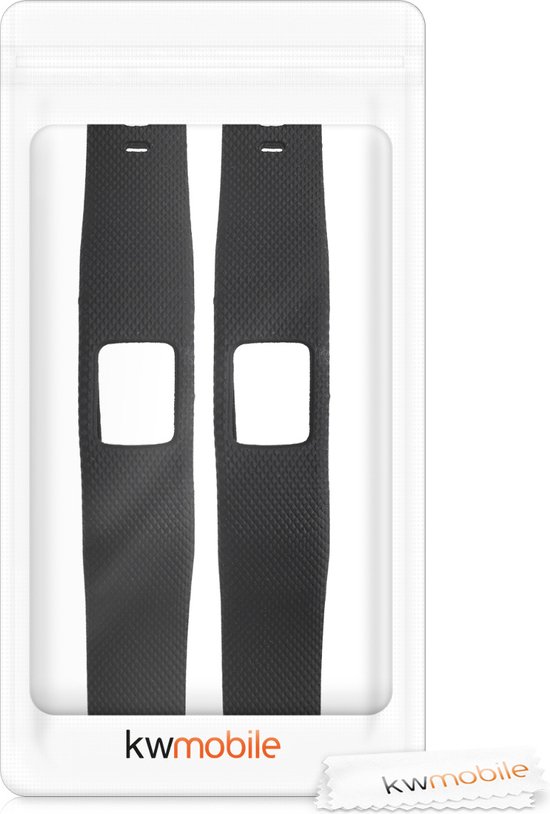 Twee zwarte TPU-bandjes voor Garmin Vivofit 4, verpakt in plastic, met opening voor de tracker.