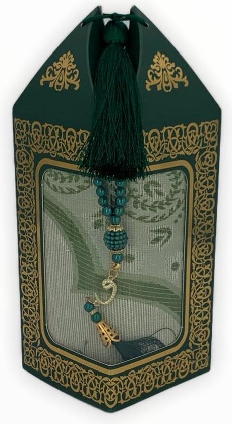 Geschenkset emirgan eko groen met een Gebedskleed, tasbih en een Mushaf Geschenkset emirgan eko groen met een Gebedskleed, tasbih en een Mushaf