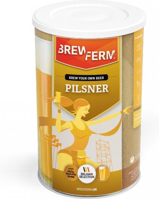Brewferm® bierkit Pilsner - bier brouwen - lichtblond – brouw thuis 20 liter verfrissend en doordrinkbaar bier van lage gisting – bierconcentraat – Craft Beer