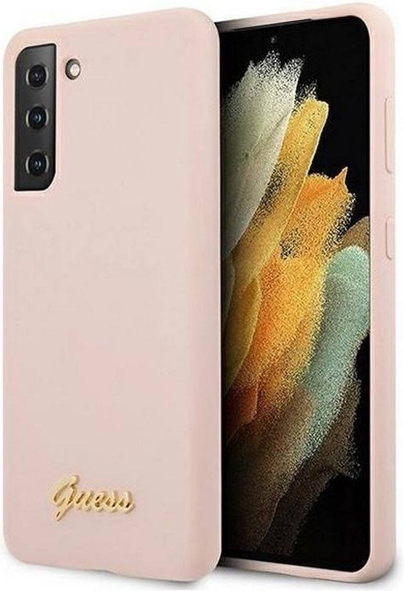 Guess Silicone Retro Back Cover - Samsung Galaxy S21 Plus - Roze