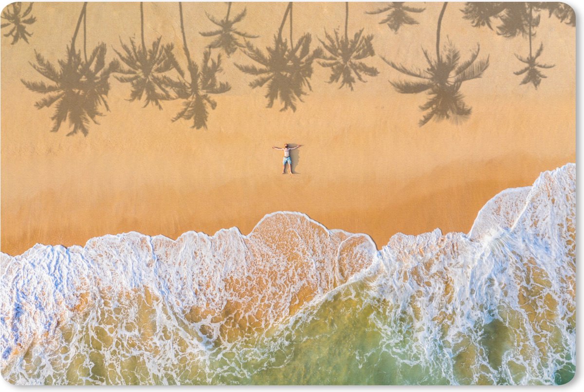 Muismat Tropisch strand - Man ligt op het strand muismat rubber - 27x18 cm - Muismat met foto