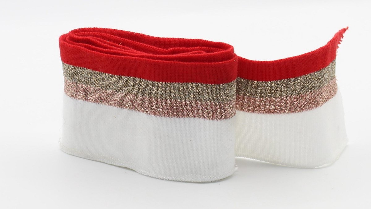 2 Stuks RIBBOORDEN/BORDCOTES/BOORDSTOF, Maat 6CM op 110CM, Kleur WIT/KOPER/BRONS/ROOD