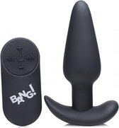 21X Vibrating Silicone Butt Plug with Remote Control - Black