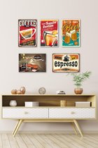 3D Effect Retro Hout Posters 5 stuks Coffie Shop Beer Brandy