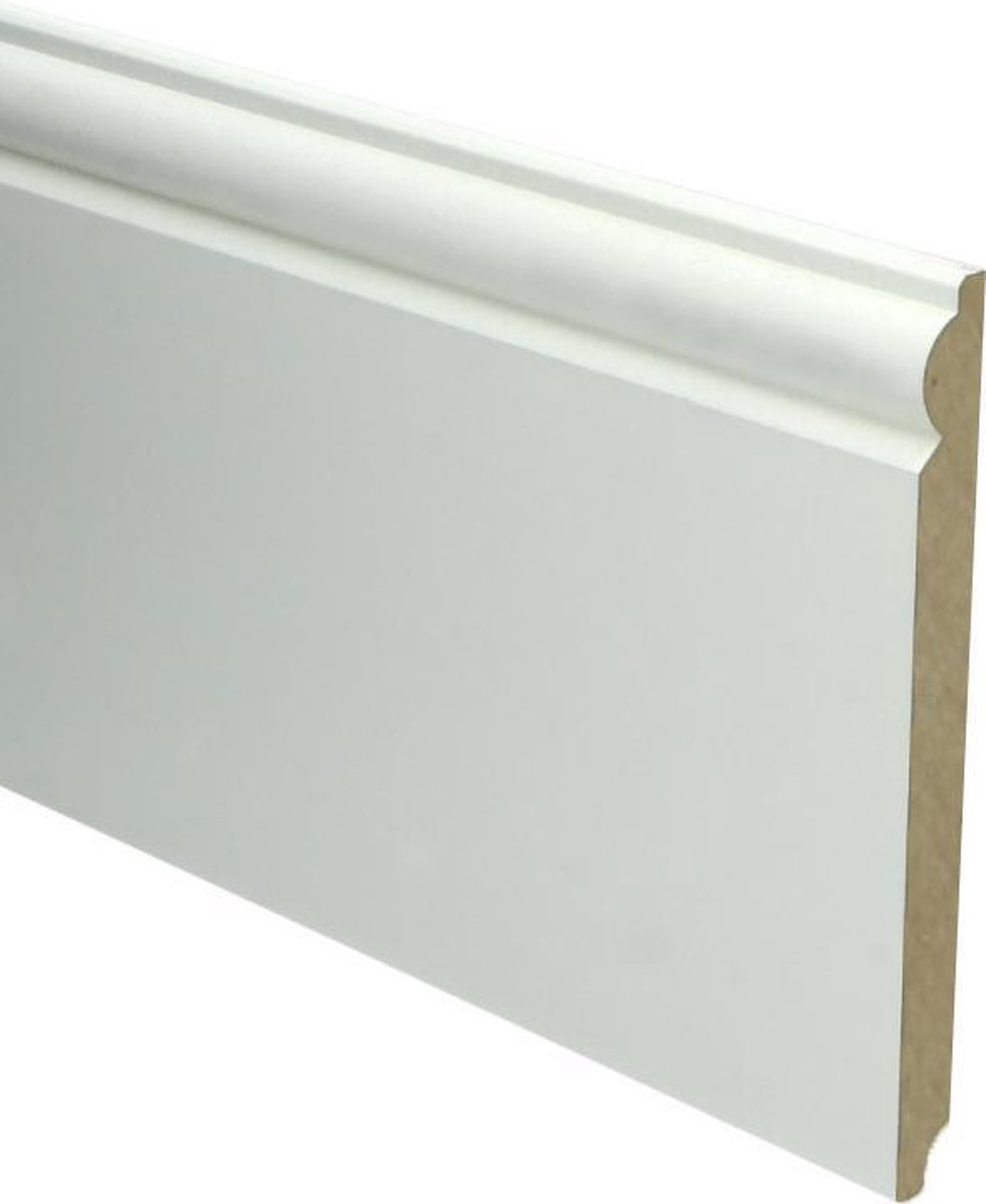 Hoge Plinten - MDF - Barok plint - 190 x18 mm - Wit - Voorgelakt - RAL 9010 - Per 5 stuks 2,4 M