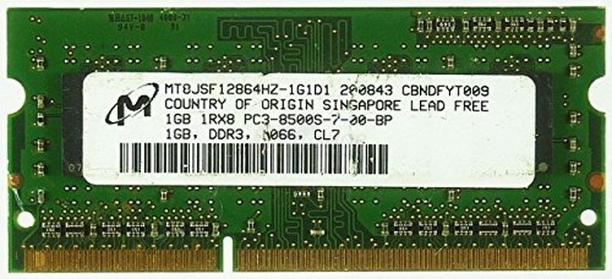 Notebook Ram 1 GB Hynix MT8JSF12864HZ-1G1D1 PC3-8500S-7-00-BP ID10931