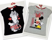 Disney Minnie Mouse t-shirt - set van 2 -  grijs + zwart - maat 110/116