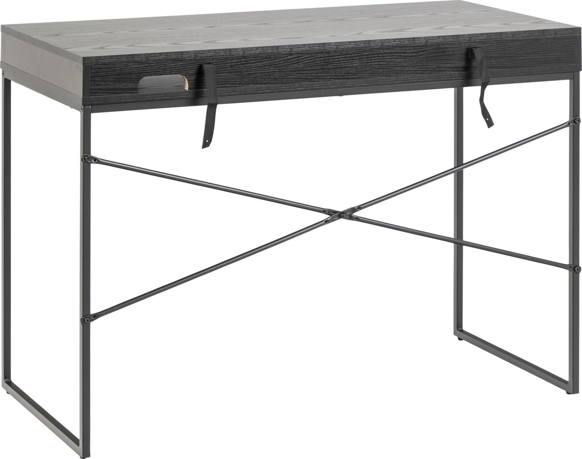 Actona Bureau Dover 110cm - met opberglade - zwart esdecor - Actona - Bureautafels - Zwart - Melamine; MDF; Staal - Bureautafels