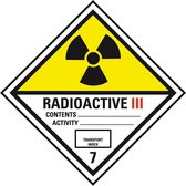 ADR klasse 7 radioactief 3 bord - aluminium 250 x 250 mm